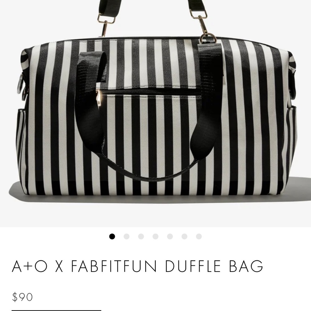 A+O X FABFITFUN DUFFLE BAG Black and White Striped Women's Bag